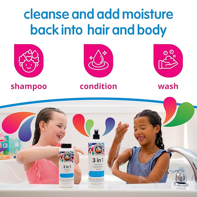 SO COZY 3 in 1 Kids Shampoo + Conditioner + Body Wash (16 Fl Oz) Gentle,Hydrating Hair & Body Cleanser with Keratin,Vitamin B5,& Kiwi Extract,Paraben-& Sulfate-Free,(Pack of 2)