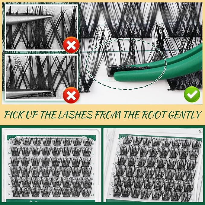Lash Clusters,96 Pcs Cluster Lashes D Curl 14mm DIY Lash Extensions Eyelash Clusters,KEYYOU Volume Wispy Individual Lashes Soft&Comfortable Easy DIY at Home(Y13,D-14mm)
