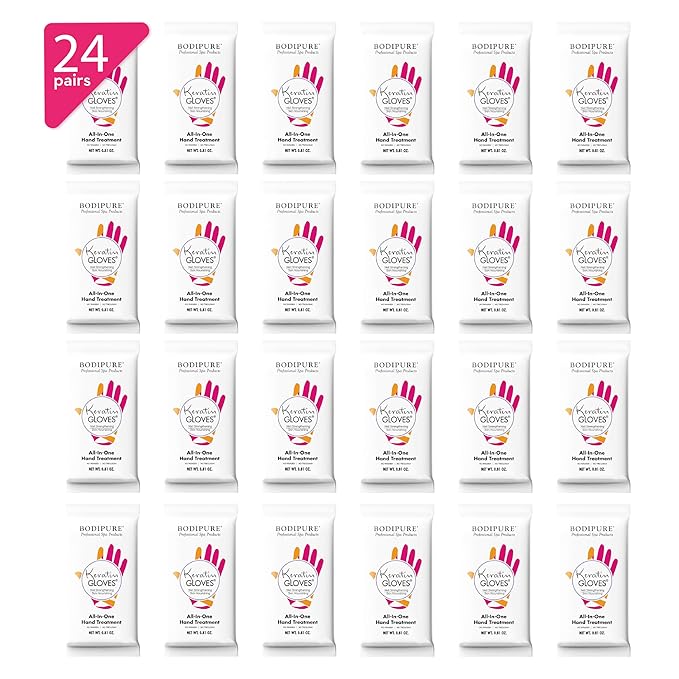Bodipure All-In-1 Moisturizing Hand Mask | Keratin & Vitamin E Hand Mask for Dry Cracked Hands | Natural Moisturizing Gloves Formula | Strengthen Nails & Repair Hands (24)