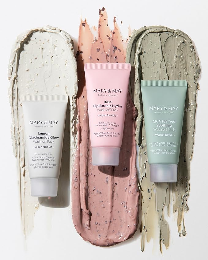 Mary&May Vegan Lemon Niacinamide Glow Wash off Pack 30g,Clean Pores, Sebum Control, Vitamin C, Lemon Peel, Clay Mask, Korean Facial Mask, 1.01oz.