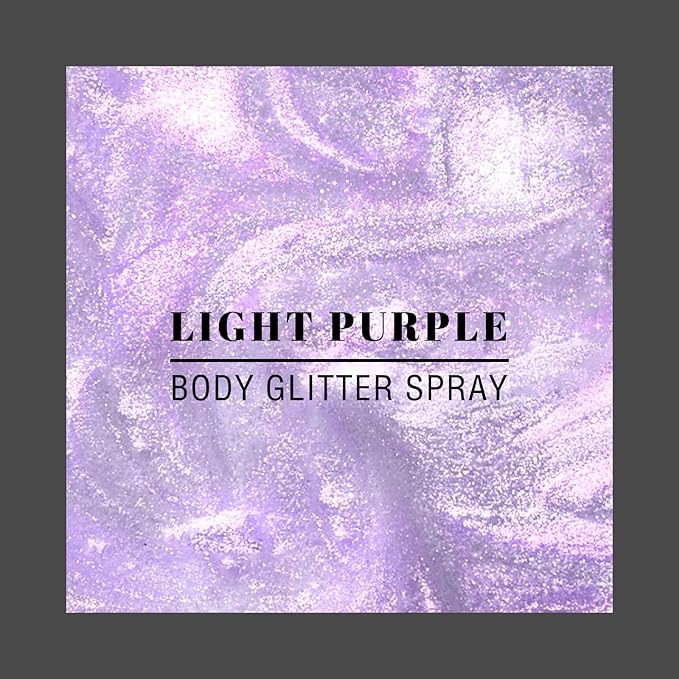 HOSAILY Body Glitter Spray - Light Purple Body Shimmer for Face, Hair & Body, Moisturizing Luminizer Glow Illuminator, Quick-Drying Sparkling Glitter Spray Liquid Highlighter Makeup (#06)