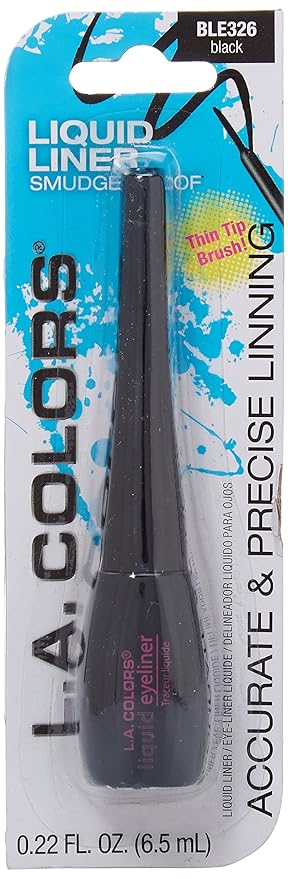 L.A. COLORS Thin Tip Liquid Liner (carded), Black CBLE326 (Pack of 2)