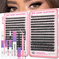 Manga Lash Clusters Kit, 532 Pcs Fluffy Eyelash Clusters Extensions 80D+80D Curl Individual Wispy False Eyelashes Kit with Lash Bond, Lash Remover, Lash Tweezers, Lash Brush (Lash Clusters10-18mm)