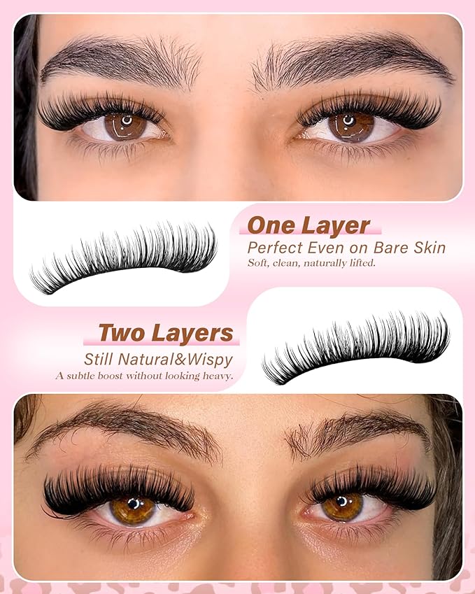 Short Wispy Lash Clusters 10-12-14mm Natural Eyelashes Clusters pestañas postizas naturales C Curl Cluster Eyelash Extensions Fairy Lashes Clusters Lightweight Eyelash Clusters DIY Individual Lashes