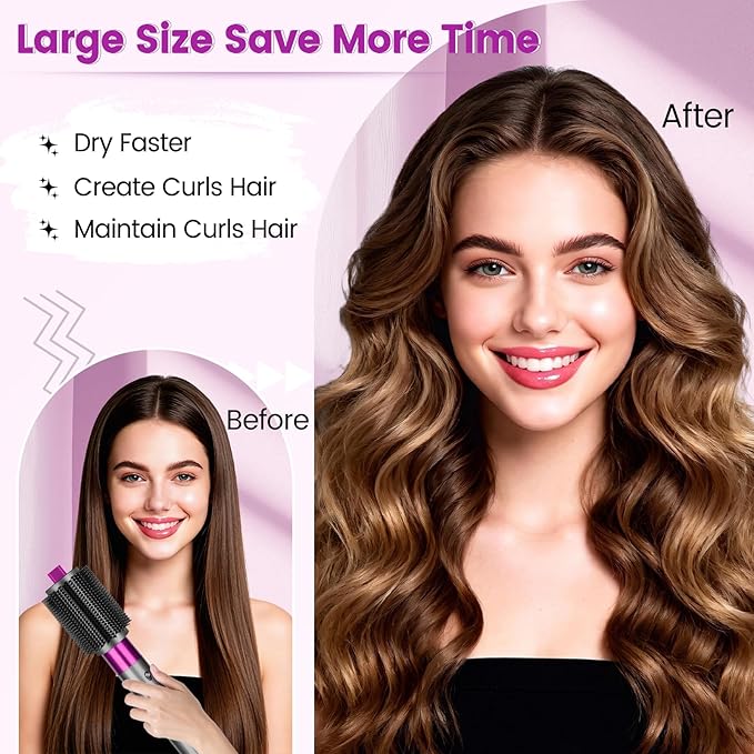 Upgraded Large Round Volumizing Brush Attachment for Dyson Airwrap HS01/05/08, Round Brush for Dyson Air wrap Accessories for Straighten Fast Dry Big Curls Add Volume