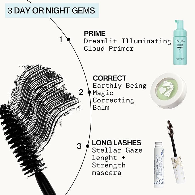 Pacifica Mini Stellar Gaze Mascara – Supernova Black Trial Size, Length & Strength Mineral Mascara, Travel-Friendly, Vegan Ophthalmologist Tested