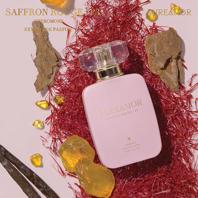 PUREAMOR Pheromone Perfume for Women, Saffron Rouge Extrait de Parfum - Long Lasting Warm Spicy Scent, 30% High Concentration, Full Size Fragrance Spray, 1.0 oz / 30 ml