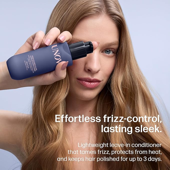 UNOVE Frizz-Calming Sleek Leave-In Conditioner, Anti Frizz Heat Protectant Hair Treatment, 72-Hour Frizz Control, Humidity & Static Resistant, 150 ml / 5.07 fl oz