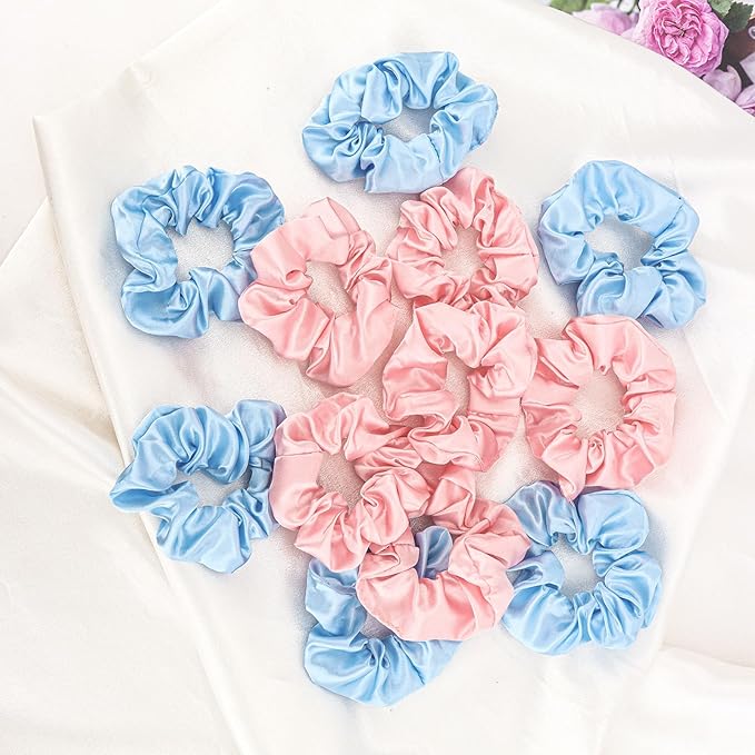 Silk Satin Scrunchies for Women Girls 12 PCS Hair Scrunchies Silk Satin Hair Ties for Thick Hair Bulk Hair Ties Hair Accessories