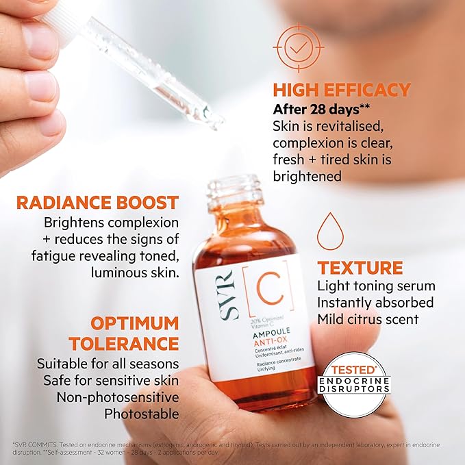 SVR Vitamin C Brightening Face Serum With 20% Optimized Vitamin C For Fine Lines, Uneven Skin Tone & Dull Skin. Improves Radiance & Firmness, 1 Fl.oz.