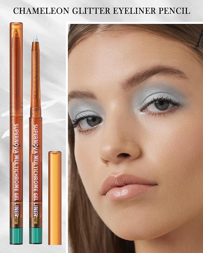 Chameleon Gel Eyeliner Pencil-1pcs Silver Metallic High Pigmented Glitter Eye Liner Pen, Long Lasting Waterproof,Color Changing Shimmer Eyeshadow Pencil, Christmas Makeup Gift for Women Girl-05