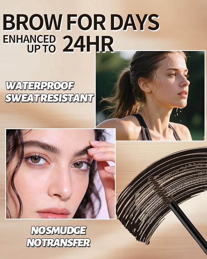 Tinted Eyebrow Gel, Light Brown Waterproof Eye Brow Glue Tinting Kit, Long-Lasting Smudge-proof Transfer-proof, Natural Eyebrow Gel with Brow Razor, gel para cejas Women's Day Makeup for Women-01