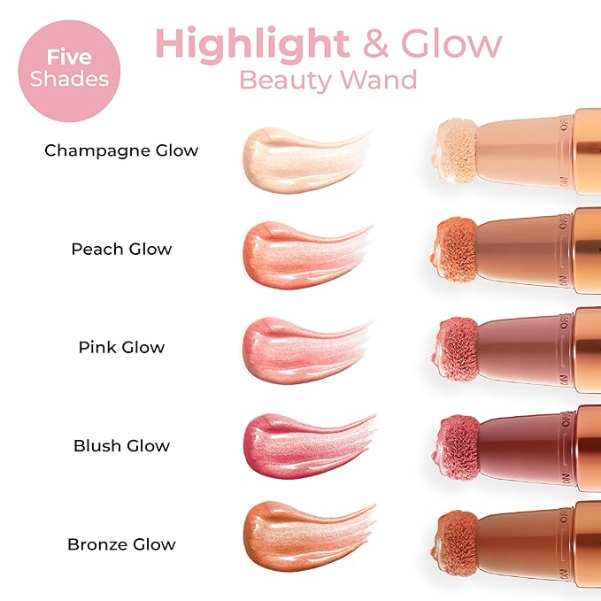 MCoBeauty - Highlight and Glow Beauty Wand - Buildable Liquid Highlighter - Blush Glow Shade - Liquid Cream with Cushion Applicator for Soft, Radiant Finish - Highlighters Makeup