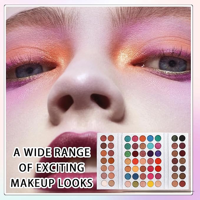 63 Colors Eyeshadow Palette,Matte Glitter Eyeshadow Makeup Palette with Eyeshadow Brush,Highly Pigmented Colorful Shimmer Eye Shadow Palette Makeup Kit for Women 02