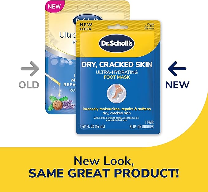 Dr. Scholl's Dry, Cracked Skin Ultra-Hydrating Foot Mask, Intensely Moisturizes & Rough, Dry Skin Ultra Exfoliating Foot Mask 3 Pack, Gently Peels and Softens