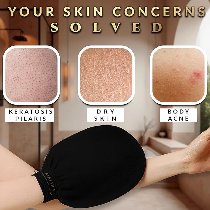 Premium Moroccan Exfoliating Mitt for Body (2pc) – 100% Vegan Viscose Hammam Kessa Body Scrub Korean Washcloth – Exfoliator for Keratosis Pilaris, Dead Skin & Self-Tan Removal (2-Pack)