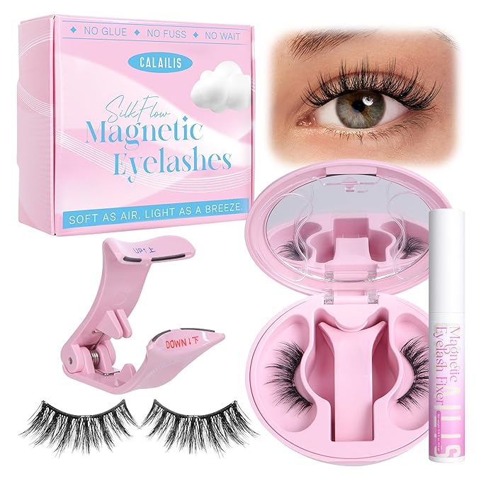 CALAILIS Magnetic Eyelashes with Applicator Upgrade Soft Magnetic Lashes Natural Look Reusable No Glue or Eyeliner Needed Easy to Wear and Remove (AN15)