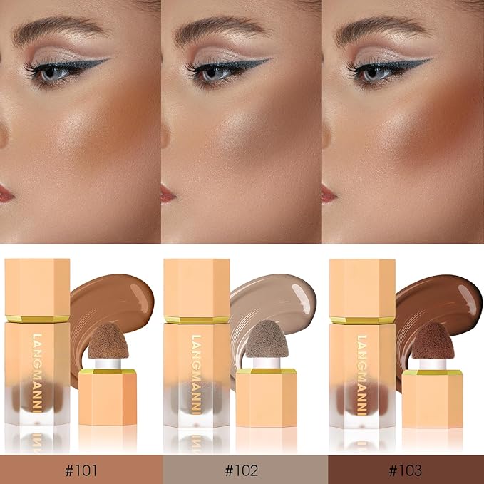 Liquid Contour Stick Makeup - Cream Face Contour Wand with Cushion Applicator, Natural Matte Long Lasting Creamy Bronzer, Lightweight Silky Blendable (#02 SOFT TAN)