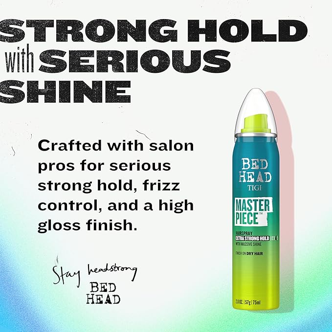 TIGI Bed Head Travel Size Frizz Control Hair Spray, Masterpiece Extra Hold Hair Care Spray for Shiny and Glossy Hair, 2 oz