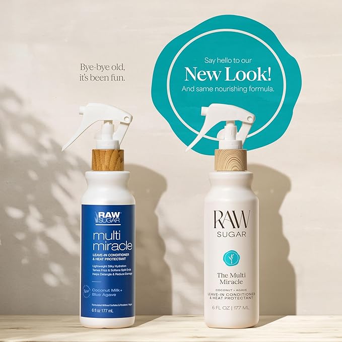Raw Sugar Leave In Conditioner Duo, The Multi Miracle Hair Mist & The Mighty Curl Cream (2 Products) Heat Protectant, Hydration and Frizz Control for All Hair Types, A Conditioning Haircare Bundle