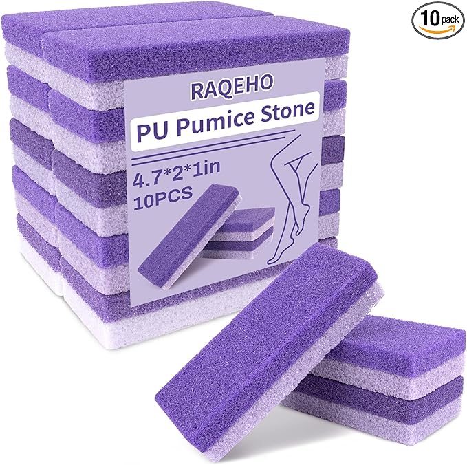 10 Pumice Stone for Feet - 4.7 x 2 x 1 Inch Double Side Purple Foot Pumice Stone, Foot Filer Pedicura Scrubber for Callus Removal, Foot Care Spa Productos for Dark Elbows Hard Skin Exfoliating