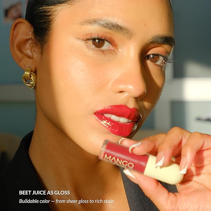 Mango People Hydrating Glossy Fruit Lip Stain, Long Lasting Tint & Oil Stain, Lightweight Lip Makeup with High-Shine Finish for Soft, Smooth and Nourished Lips - Beet Juice
