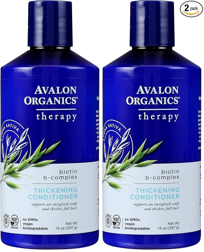 Avalon Organics Therapy Thickening Conditioner, Biotin B-Complex, 14 Oz (Pack of 2)