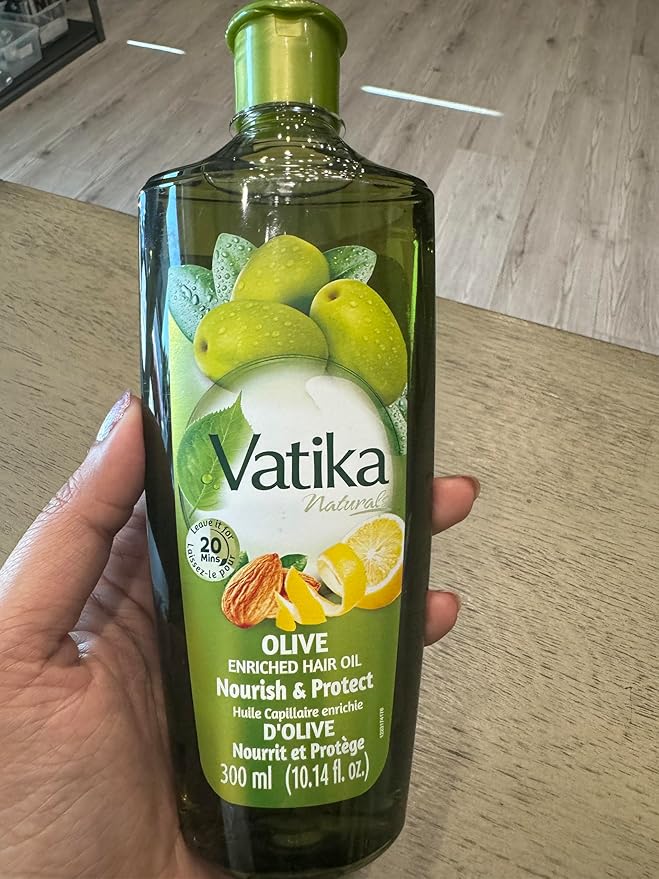 Vatika Naturals Olive Enriched Hair Oil - Nourish & Protect - Strong, Healthy Hair - Lightweight, Non-Greasy - Infused with Natural Olive Extracts - Moisturizing & Strengthening - Pack of 3 (300ml)