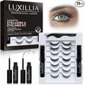 Luxillia 10-Piece Magnetic Eyelashes with Applicator & Magnetic Eyeliner Kit – Reusable Natural Magnetic Lashes – Easy Apply Lash Kit for Beginners – Waterproof, Short & Dramatic Looks