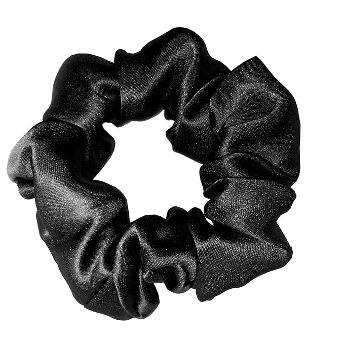 SALE!! Mulberry Silk Scrunchies - 16 Momme Satin Silk Hair Ties for Women, Girls with Curly, Thick or Thin Hair (1, 10 Black)