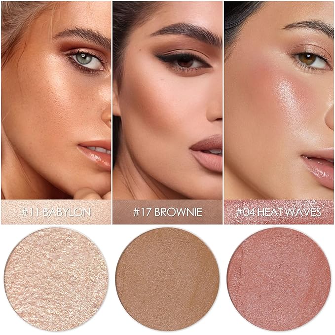 FALOCUTUS 3 Pcs MEDIUM Contour Stick Set,Cream Blush & Highlighter Bronzer Pen,Long Lasting & Smooth Natural Face Contouring Illuminator,Professional Makeup Kit for All Skin