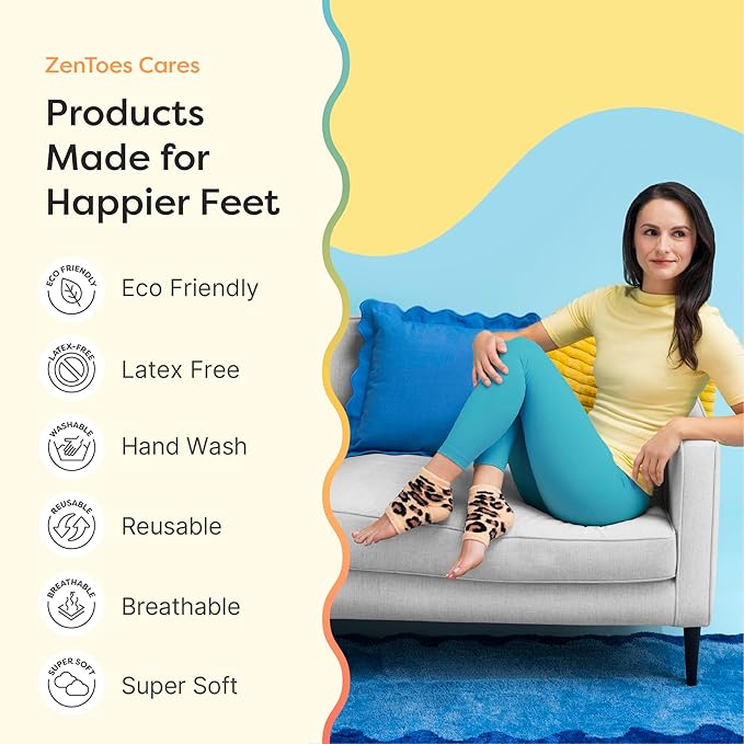 ZenToes Moisturizing Socks for Cracked Heel Treatment, Vitamin E, Olive Oil and Jojoba Oil Infused Heel Socks, Spa Gifts for Women, Mothers Day Gifts (Cheetah, Regular)