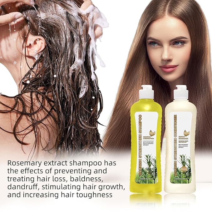 Rosemary Shampoo & Conditioner Set for Hair Growth- Nourish Strengthen Hair, Gentle Formula for Longer, Healthier Hair – 248ml Each (Shampoo + Conditioner)