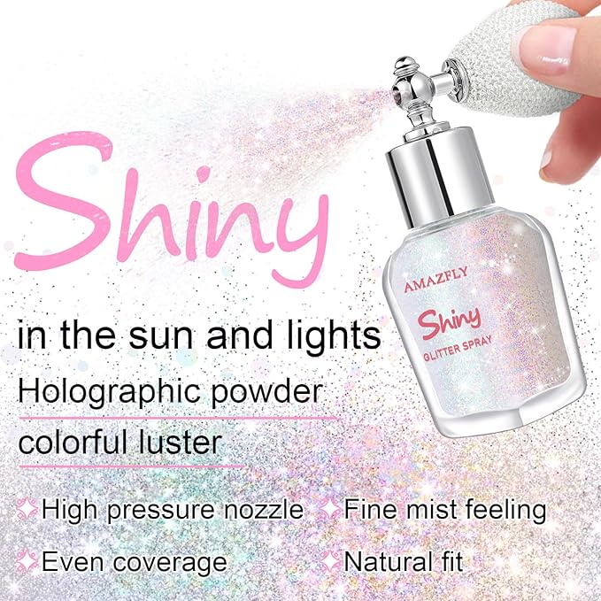 Hair and Body Glitter Spray, Shimmering Powder Sparkle Powder Makeup, Glitter Loose Sparkle Makeup for Body Highlighter,Festival Prom Rave Accessories (Dazzle)