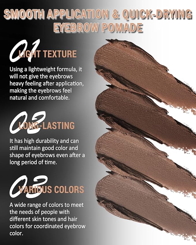 Eyebrow Pomade Kit, Long Lasting Waterproof Chocolate Eye Brow Pomade Set with Brush Razor, Smudge-proof Buildable Eyebrow Cream Color Brow Gel, Christmas Gift for Women Girl-04