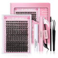 UILULU DIY Lash Extension Kit 168 Count Individual Lash Clusters D Curl Clusters Lashes, Lashes Kit with Lash Bond & Seal, Lash Remover, Lash Tweezers, and Lash Brush D Curl-0.07-8-18MM (U03 Lash Kit)