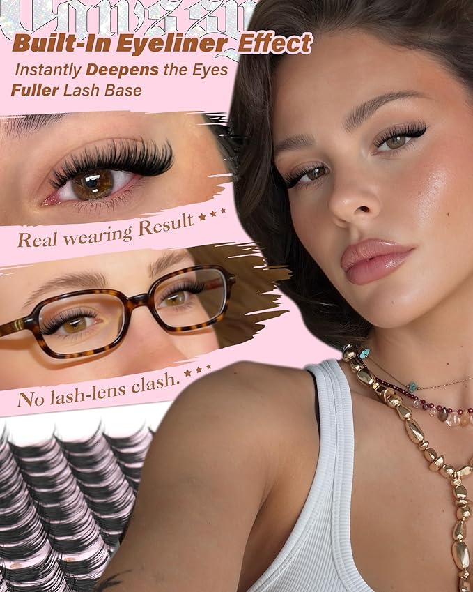 Short Wispy Lash Clusters 10-12-14mm Natural Eyelashes Clusters pestañas postizas naturales C Curl Cluster Eyelash Extensions Fairy Lashes Clusters Lightweight Eyelash Clusters DIY Individual Lashes