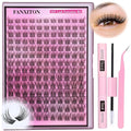 DIY Lash Extension Kit Natural Look Wispy Lash Clusters D 154 pcs Lashes Clusters 8-16 mm Eyelash Extension Kit Lash Bond and Seal Lash Tweezers Individual Lashes Lash Cluster Kit For Beginners