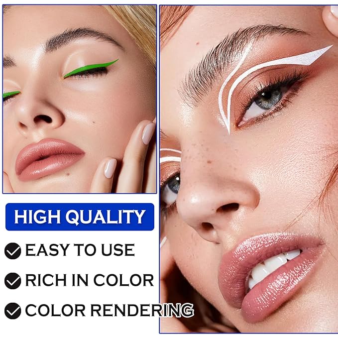 3PCS Green Eyeliner Pencil Set Colorful Metallic Glitter Eyeliner Pen,Shimmer Eye Shadow Pencil Professional Eye Liner Makeup Kit - Set B