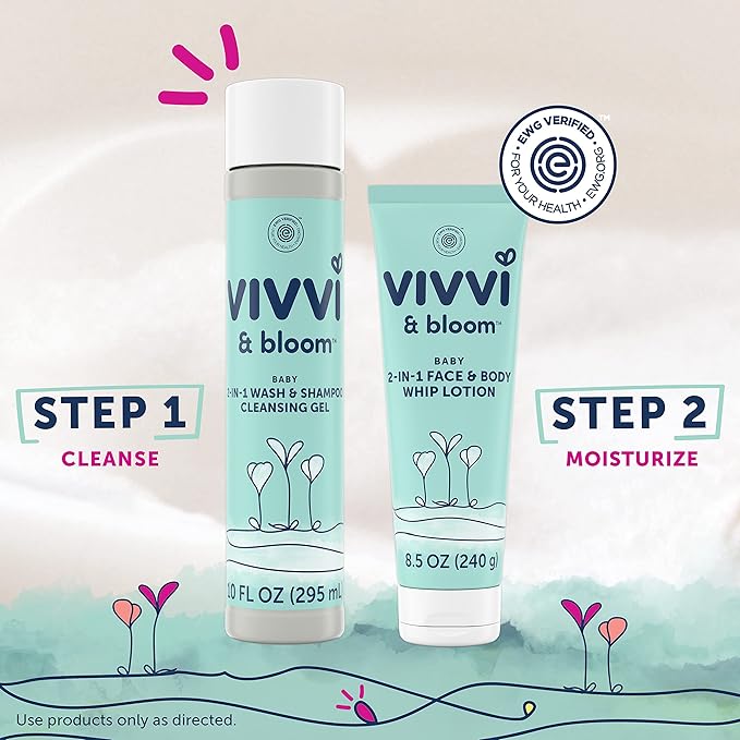 Vivvi & Bloom Gentle 2-in-1 Baby Lotion, Face and Body, for Delicate & Sensitive Baby Skin, Hypoallergenic Lotion Natural Scent, 8.5 oz (Pack of 1)