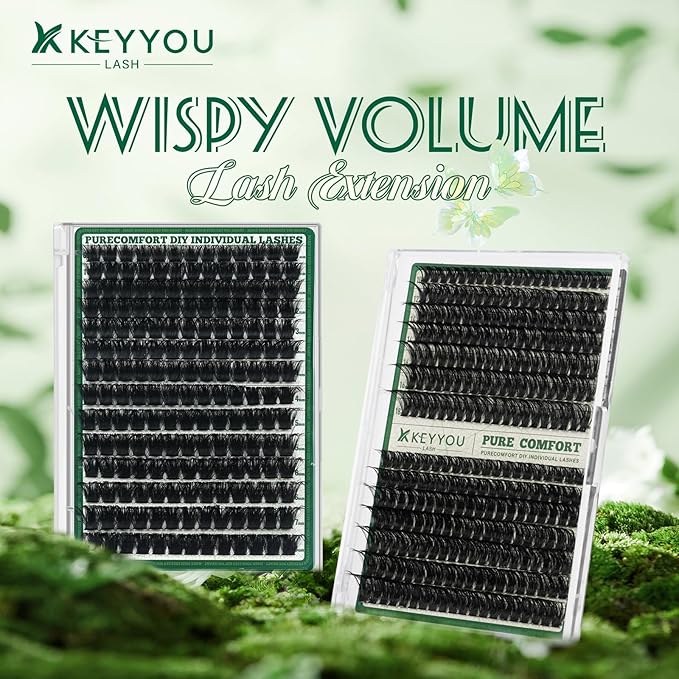 Lash Clusters 280Pcs Eyelash Clusters KEYYOU 60D D Curl 9-18MIX Clusters Lashes Thick Super Soft Wispy DIY Eyelash Extension at Home(60D-D,9-18MIX)