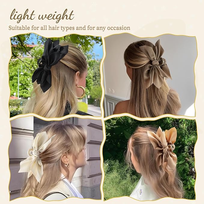 Bow Claw Hair Clips 4PCS Big Hair Bows for Women Butterfly Styling Large Hair Clips for Thin Thick Curly Hair Hair Accessories for Girls Teen Gifts for Ladies
