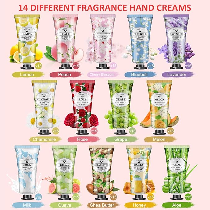 VESPRO 210 Pack Moisturizing Hand Cream Gifts Set, Mothers Day Gifts, Hand Lotion Travel Size for Dry Cracked Hands, Bulk Hand Lotion for Teacher Gifts, Nurse Gifts, Bridesmaid Gifts, Small Gifts