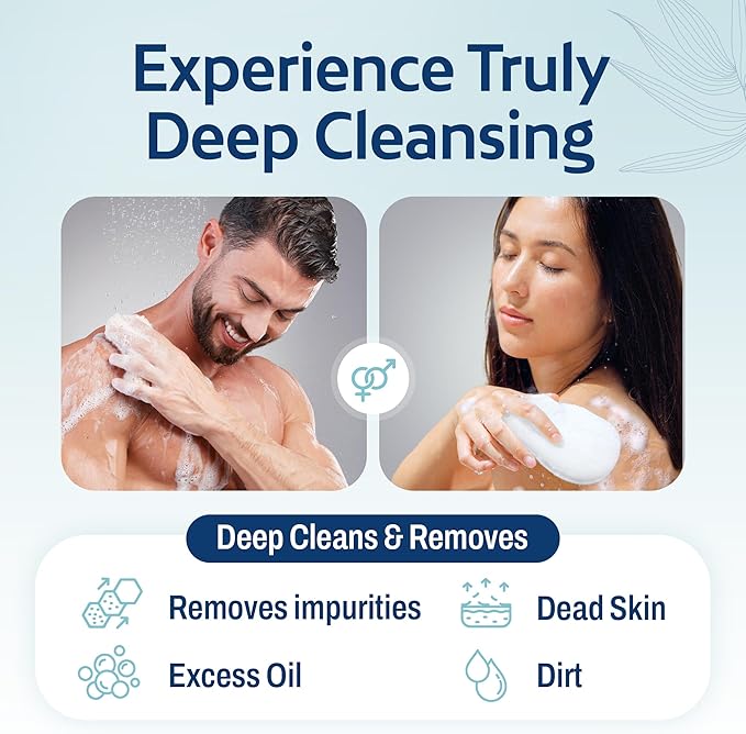 HartFelt Bath Sponges for Shower Women & Men | Soft Exfoliating Body Sponge for Dead Skin | Chemical-Free Sponges for Body | Cleanses Skin from Dirt & Excess Oil | Made in USA - Pack of 2