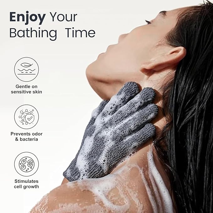 Yiclick Heavy Exfoliating Gloves 4Pcs, Exfoliating Mitt, Body Scrubber for Bath Shower Exfoliation, Body Scrub Exfoliator for Dead Skin Remover, Exfoliate Sponge Loofah Washcloth Men Women