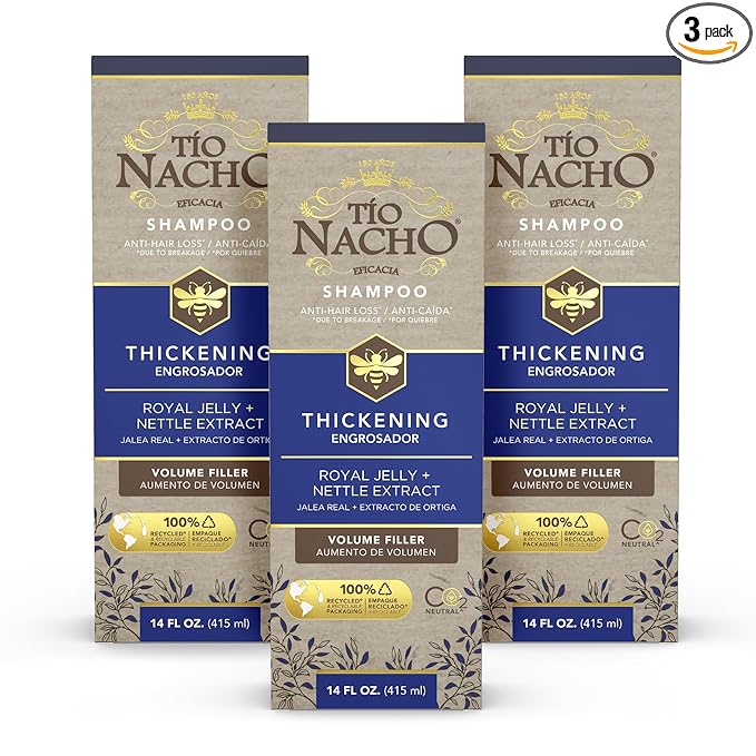 Tio Nacho Thickening Shampoo for Thinning Hair for Women & Men with Royal Jelly & Nettle Extract – Volumizing Hair Loss Shampoo for Fine Hair, Paraben Free, 14 fl oz (3 Pack)