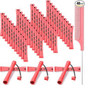 48 Pieces Hair Perm Rods Short Cold Wave Rods Plastic Perming Irons Hair Curling Rollers Curlers with Steel Pintail Comb Rat Tail Comb for Hairdressing Styling Supplies(0.51 Inch,Pink)