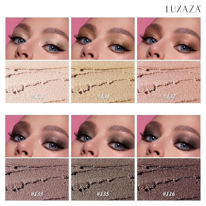 LUXAZA PRO Pink Eyeshadow Stick Makeup 6PCS Set, Light Metallic Shimmer Cream Eye Shadow Eyeliner Brightener Pencil Crayon - PINK OCEAN