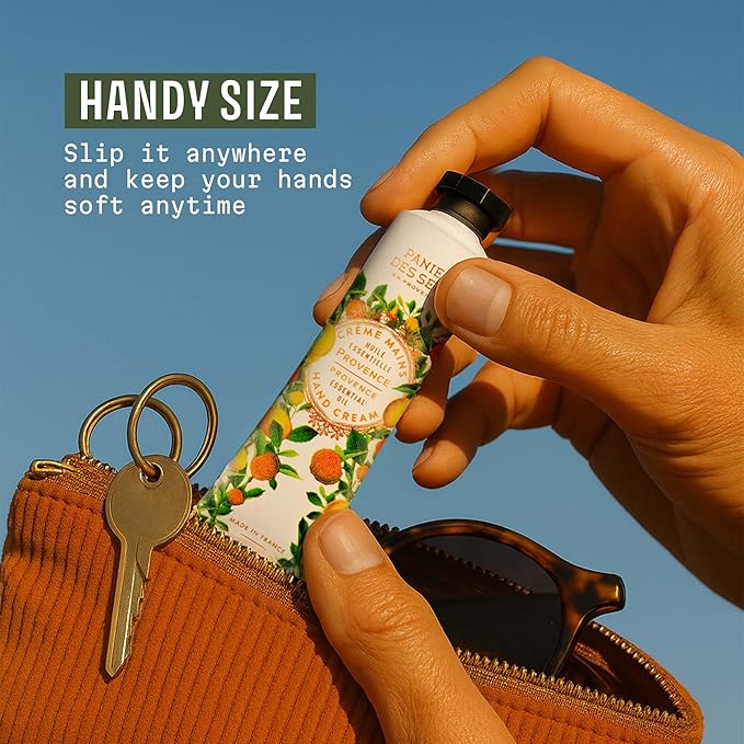 Panier des Sens - Small Hand Cream for Dry Cracked Hands - Provence Citrus Mini Hand Lotion for Dry Skin - With Shea Butter and Olive Oil - Hand Care 97% Natural Ingredients - Travel Size 1 floz