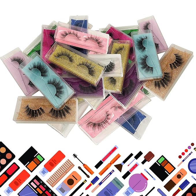 Lashes Bulk Mikiwi 30 Pack Eyelashes, 12-20mm 5D Fake Mink Eyelashes Wholesale, Fluffy Natural Volume Eye Lashes, Individual Package Faux Mink Lashes Wholesale